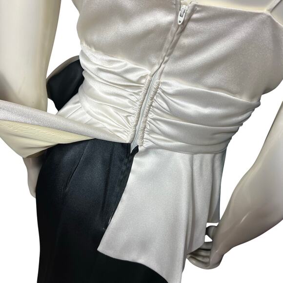 Vintage JCPenney White Satin Peplum Top Rhinestone Bow Size 9 10 - Picture 10 of 16